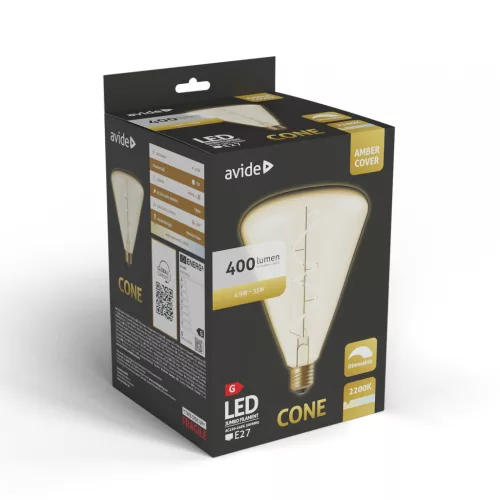 Avide LED Jumbo Filament Cone Amber 4.9W E27 2200K Fényerőszabályzós