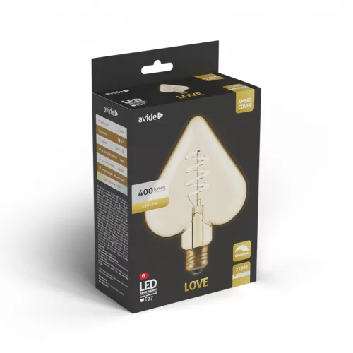 Avide LED Jumbo Filament Love Amber 4.9W E27 2200K Fényerőszabályzós