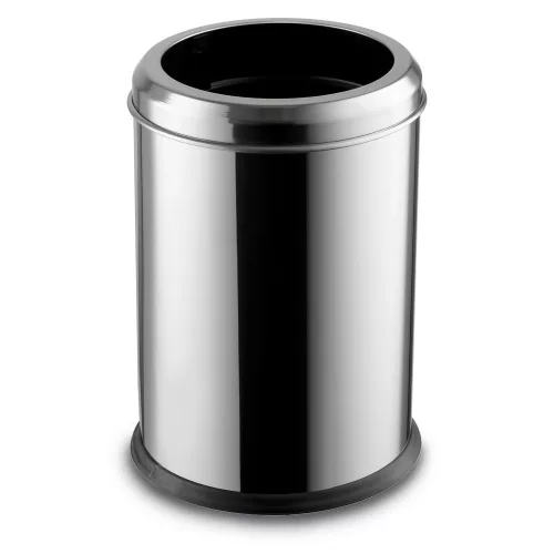 Fedél nélküli, rozsdamentes acél szemetes kuka, 12 L, 22x32.5cm, fényes, 430SS