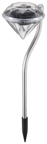 Entac Kerti Szolár Lámpa 300mm RGB Rozsdamentes Acél Kristály forma 1 LED 4/doboz