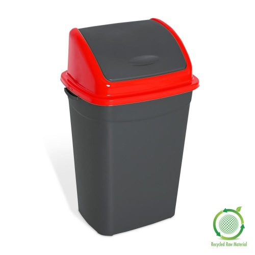 Planet Billenőfedeles szemetes kuka, műanyag, antracit/piros, 50 L