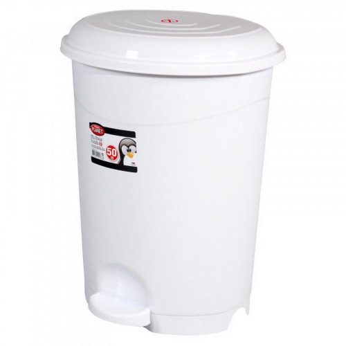 Planet Pedálos szemetes kuka, műanyag, LUXURY fehér, kivehető kosárral, 6L NO2