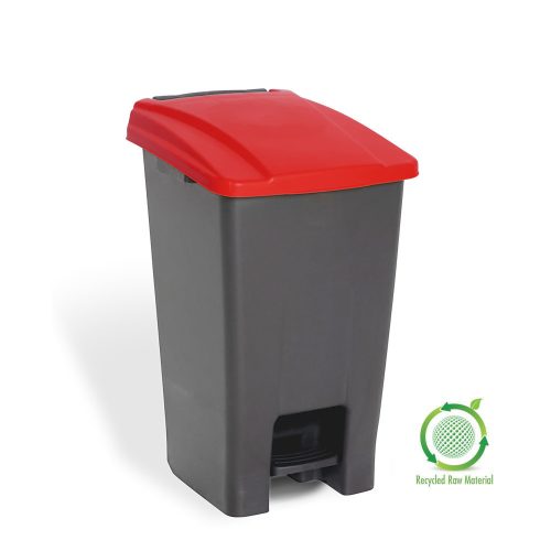 Planet Szelektív hulladékgyűjtő konténer, műanyag, pedálos, antracit/piros, 70L