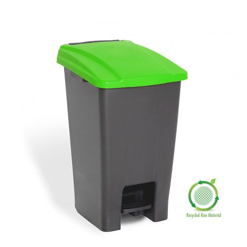 Planet Szelektív hulladékgyűjtő konténer, műanyag, pedálos, antracit/zöld, 70L