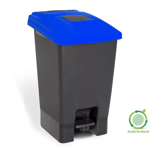 Planet Szelektív hulladékgyűjtő konténer, műanyag, pedálos,  antracit/kék, 100L