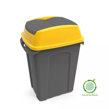   Planet Hippo Billenős Szelektív hulladékgyűjtő szemetes, műanyag, antracit/sárga, 50L