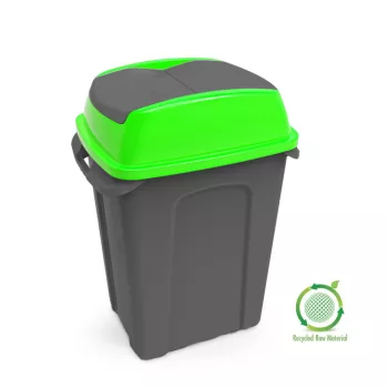   Planet Hippo Billenős Szelektív hulladékgyűjtő szemetes, műanyag, antracit/zöld, 70L